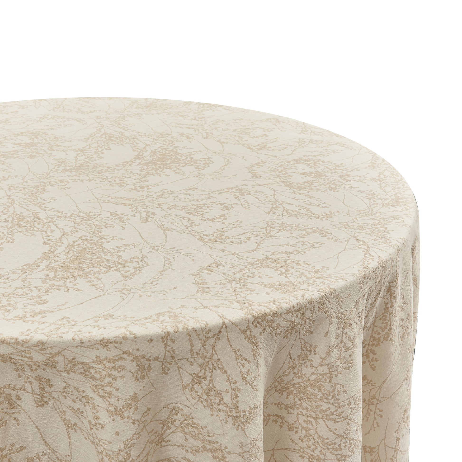 Leaf Branch Reversible Jacquard Tablecloth 120" Round - Champagne