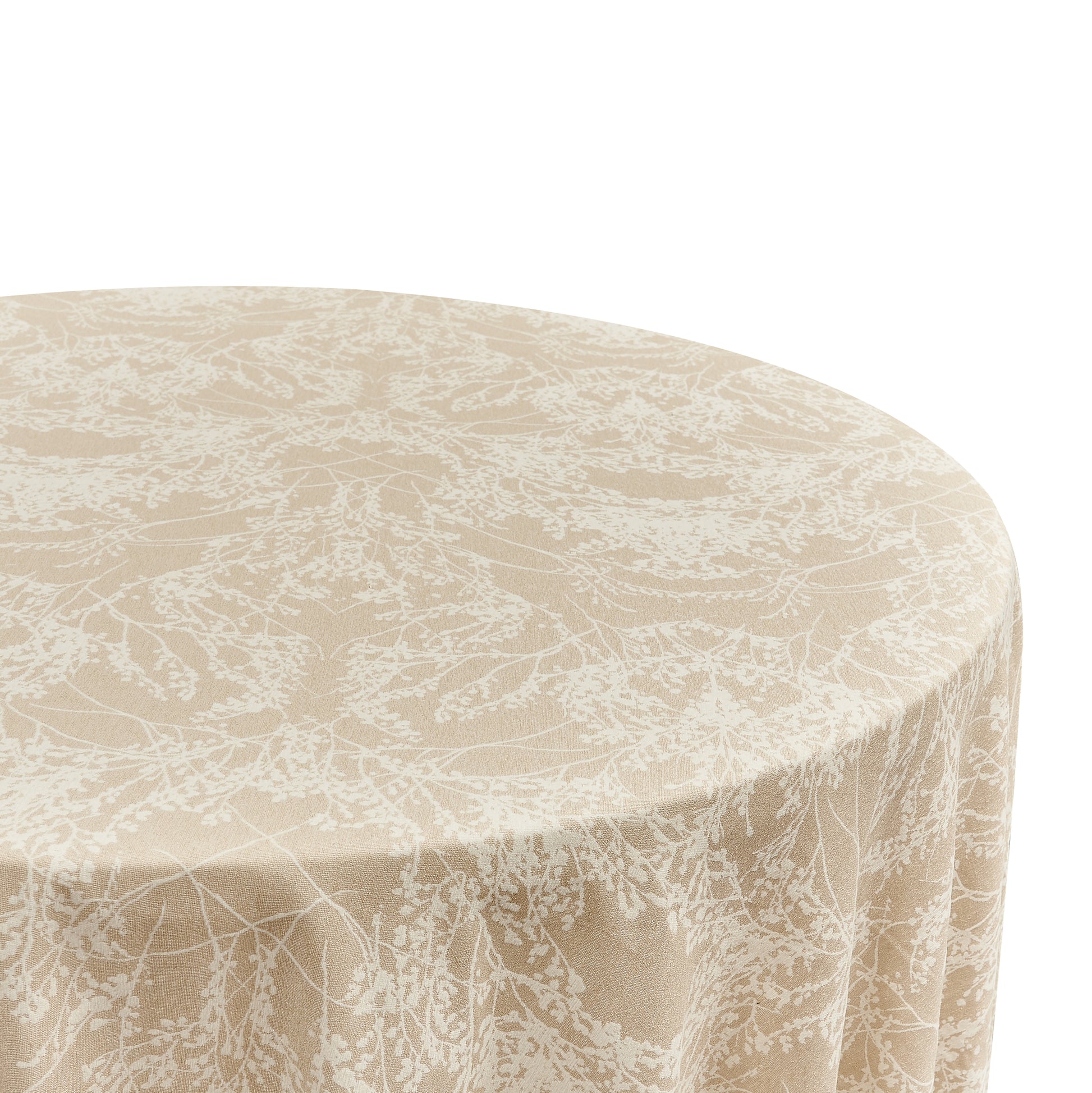 Leaf Branch Reversible Jacquard Tablecloth 120" Round - Champagne