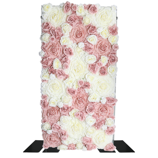 Luxe Roll Up Flower Wall Backdrop 8ft x 4ft - Pink/Ivory