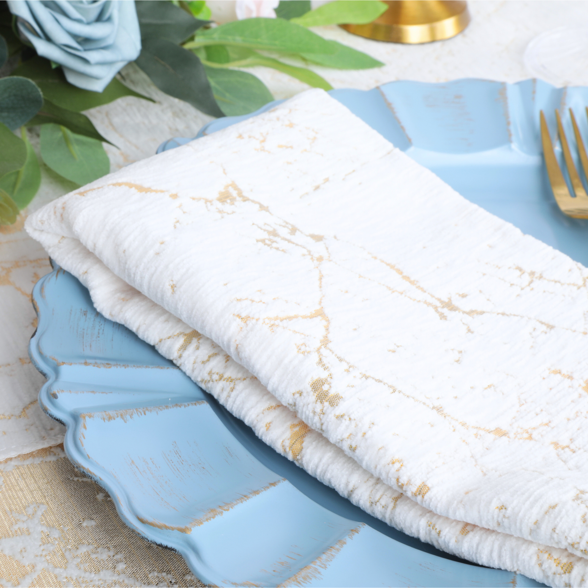 5 pcs/pk Marble Reversible Jacquard Napkin 20"x20" - Gold