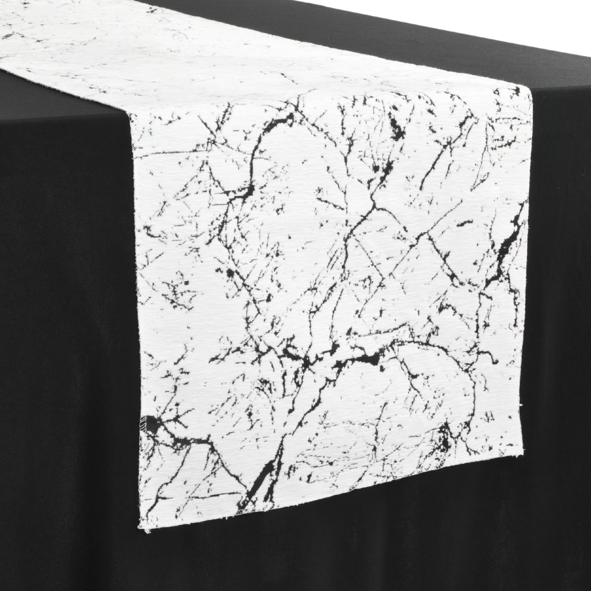 Marble Reversible Jacquard Table Runner - Black