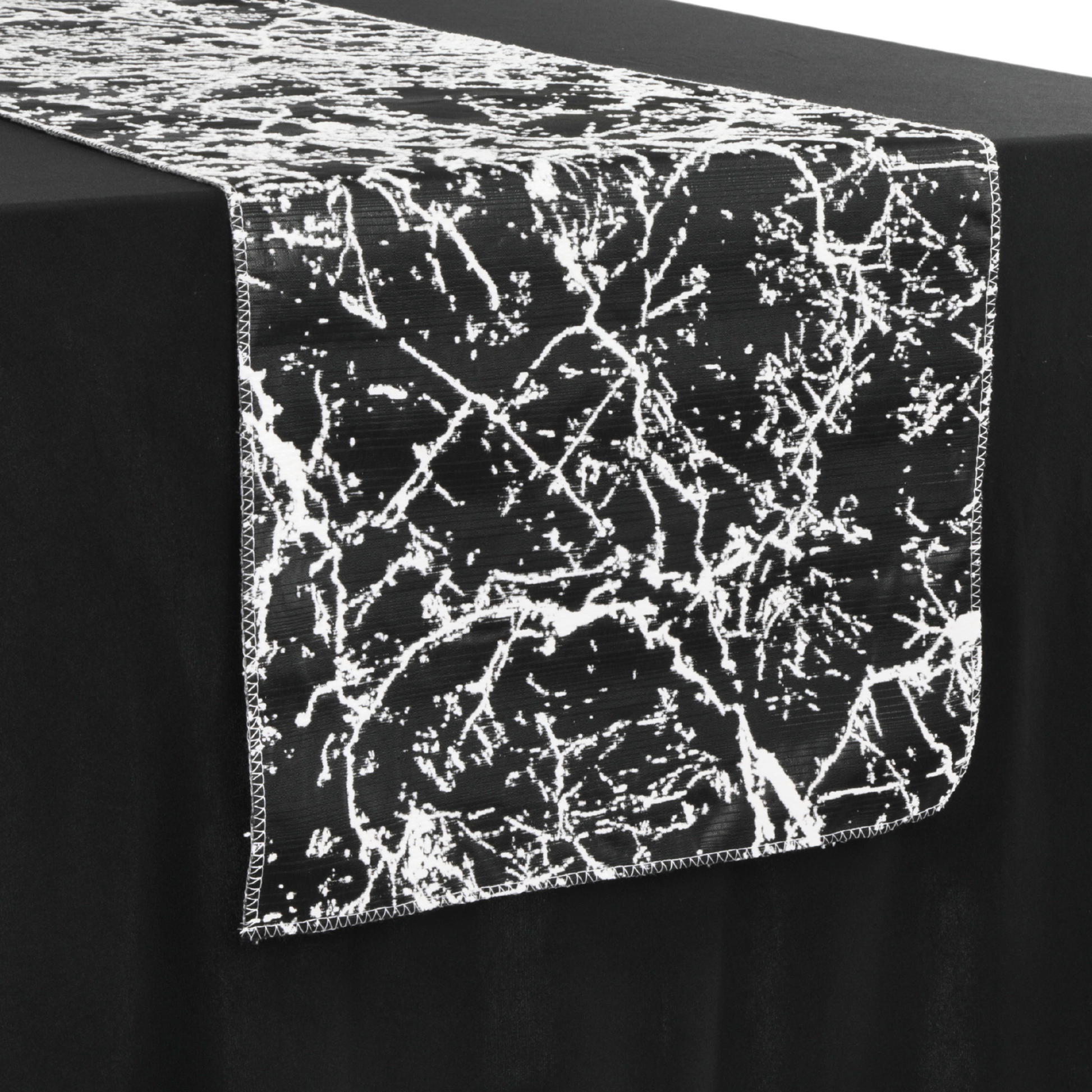 Marble Reversible Jacquard Table Runner - Black