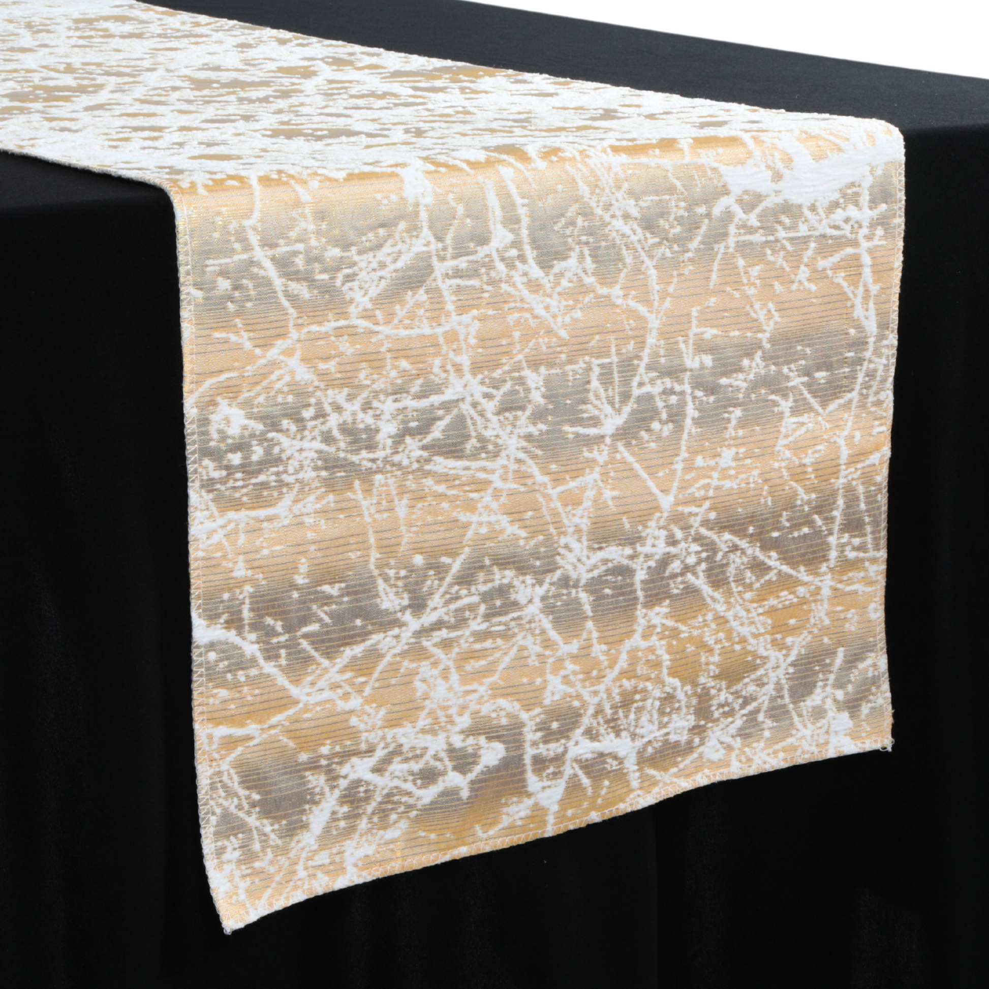 Marble Reversible Jacquard Table Runner - Gold