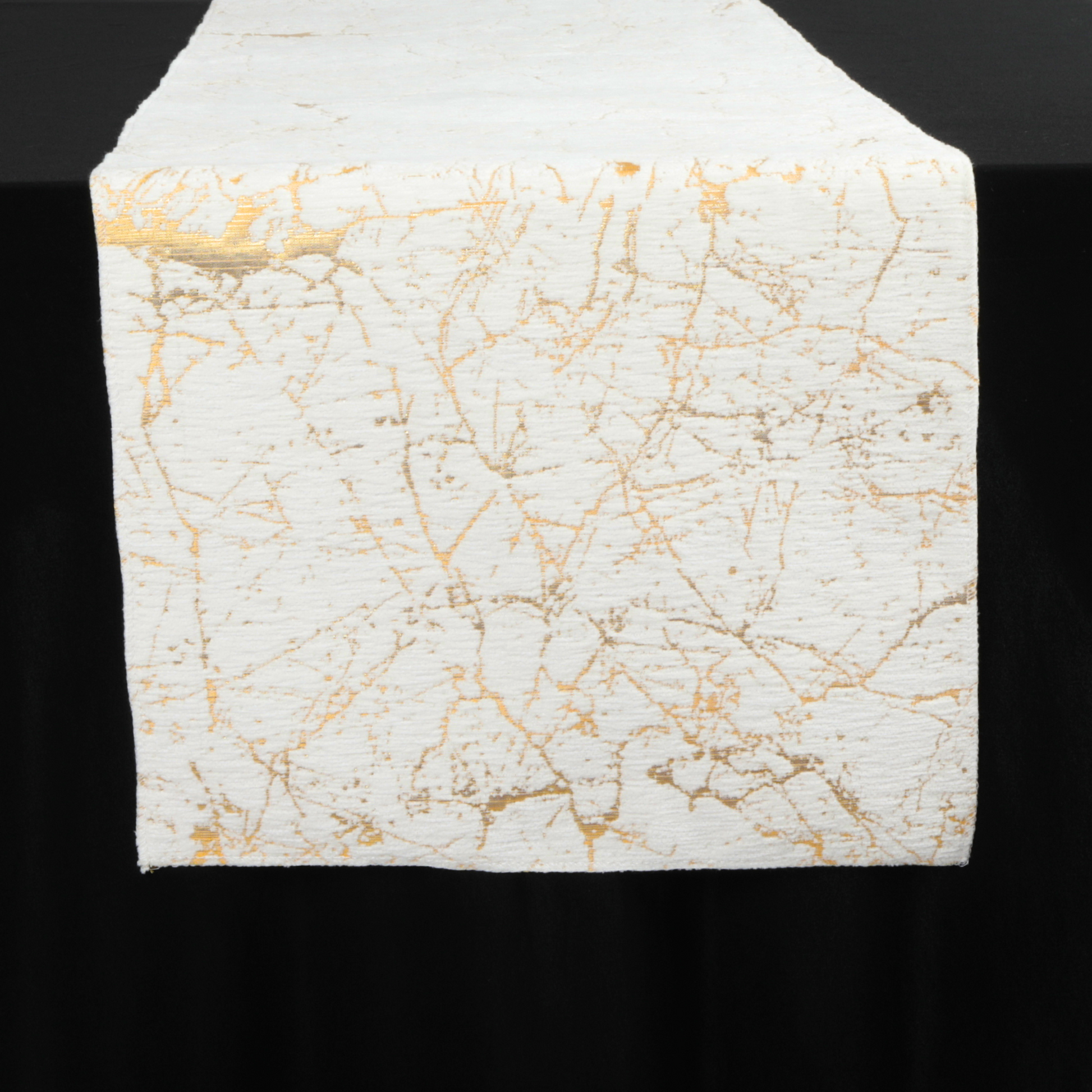 Marble Reversible Jacquard Table Runner - Gold