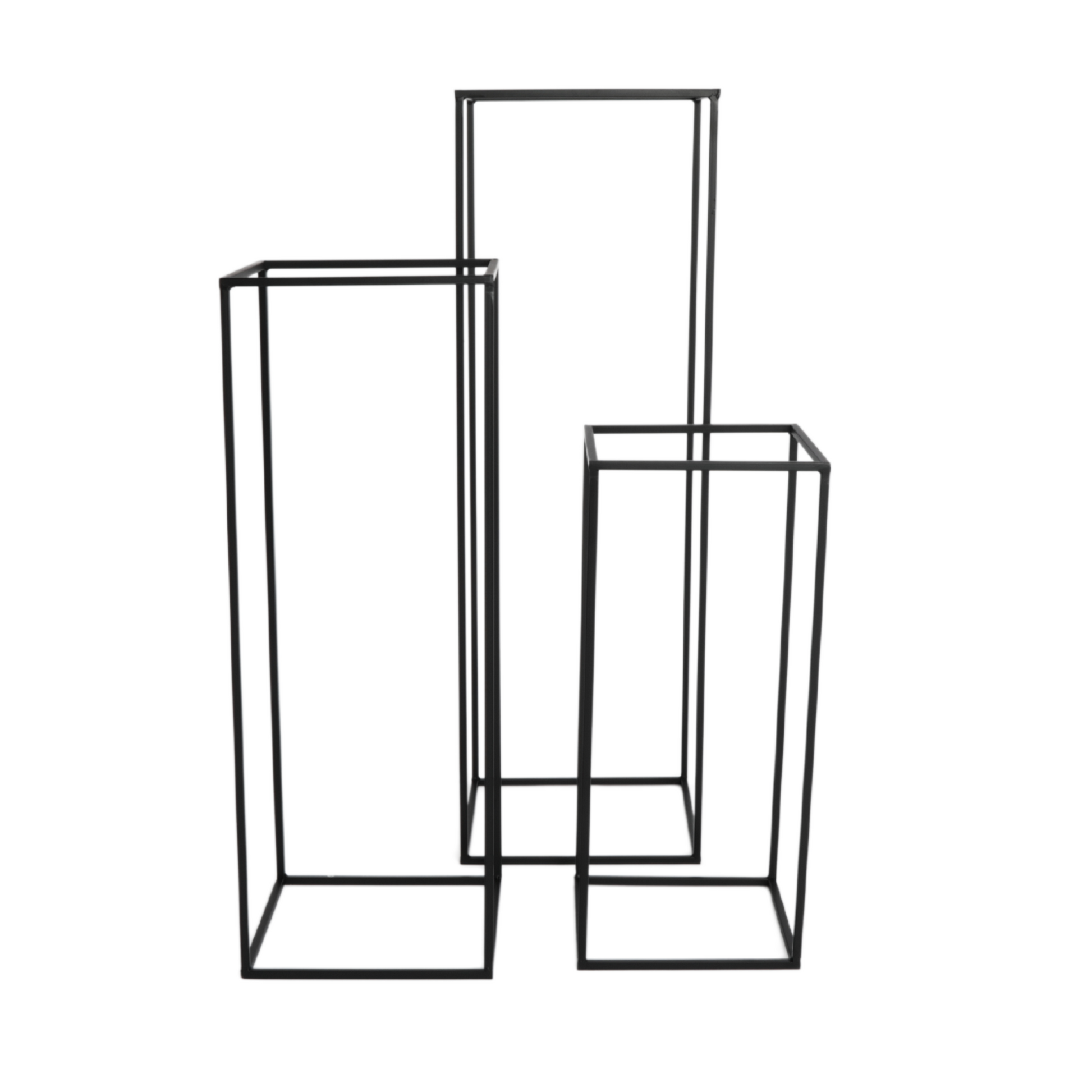 Modern Rectangular Tall Metal Frame Stand Centerpiece (3 pcs/set) - Black