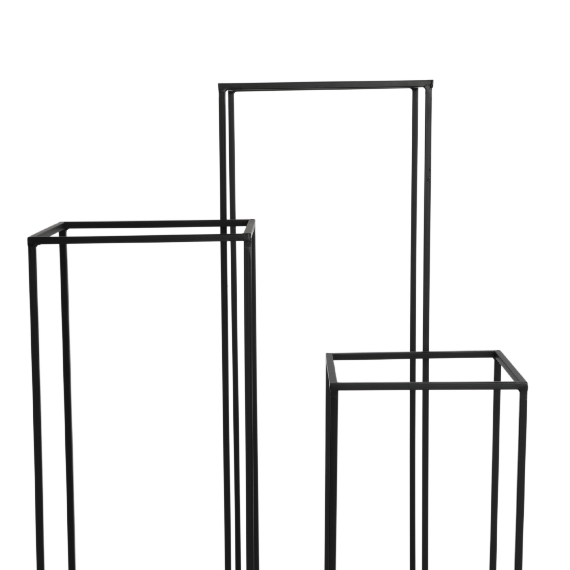 Modern Rectangular Tall Metal Frame Stand Centerpiece (3 pcs/set) - Black