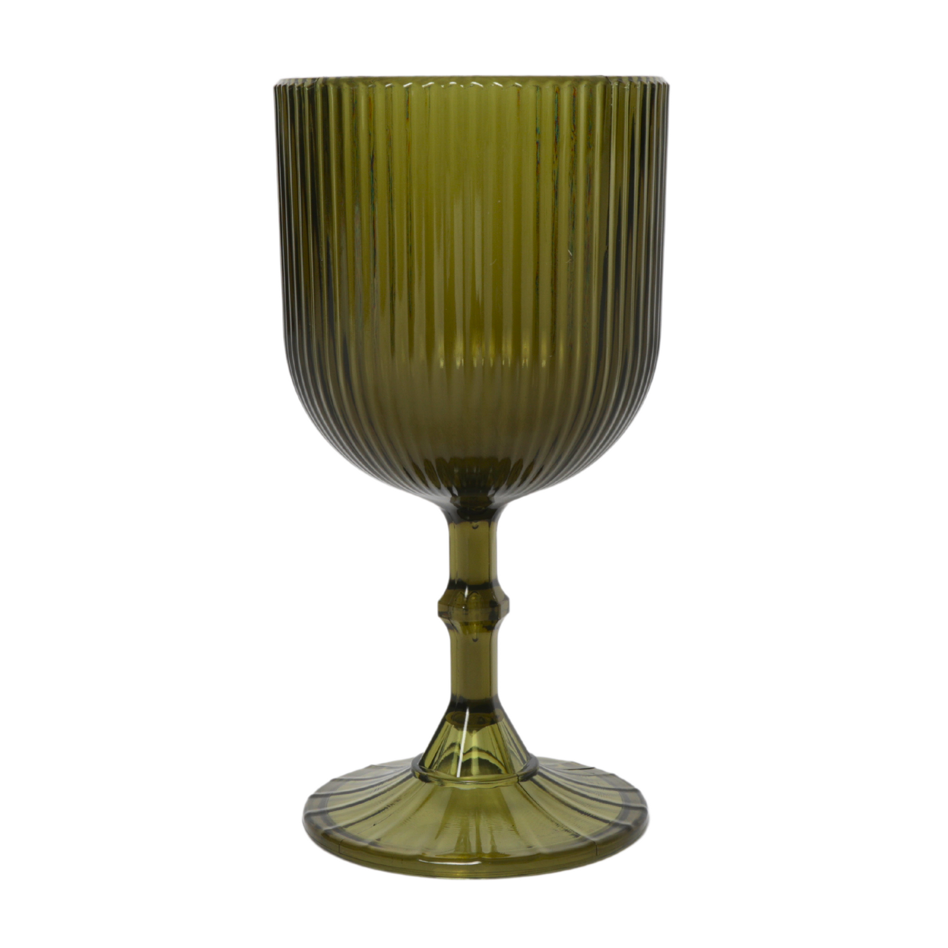 Olive Green Acrylic 11oz Wine Goblets Ripple Design (6 pcs/pk)