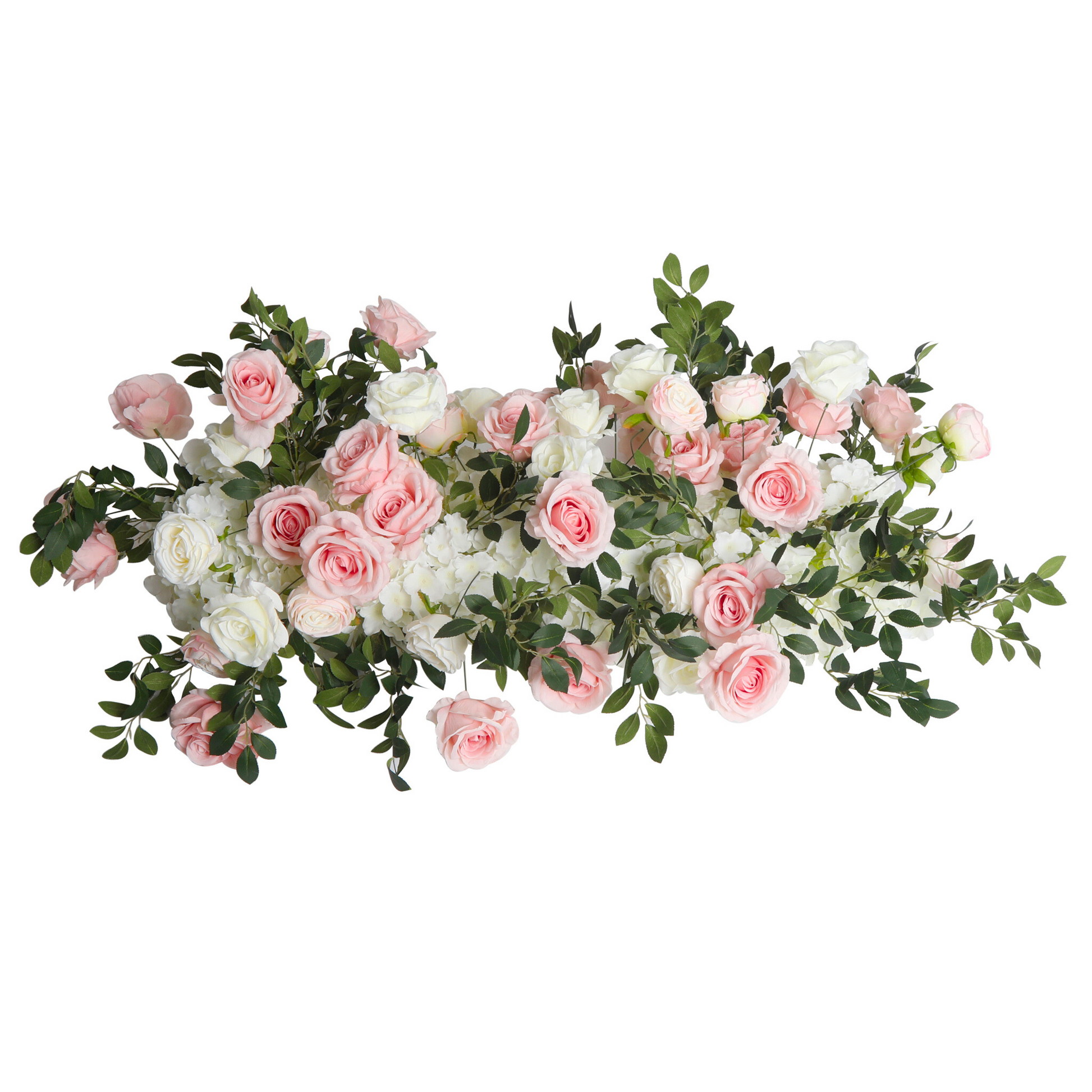 2 pcs/pk Premade Flower Backdrop Arch/Table Runner Decor - Light Pink & White