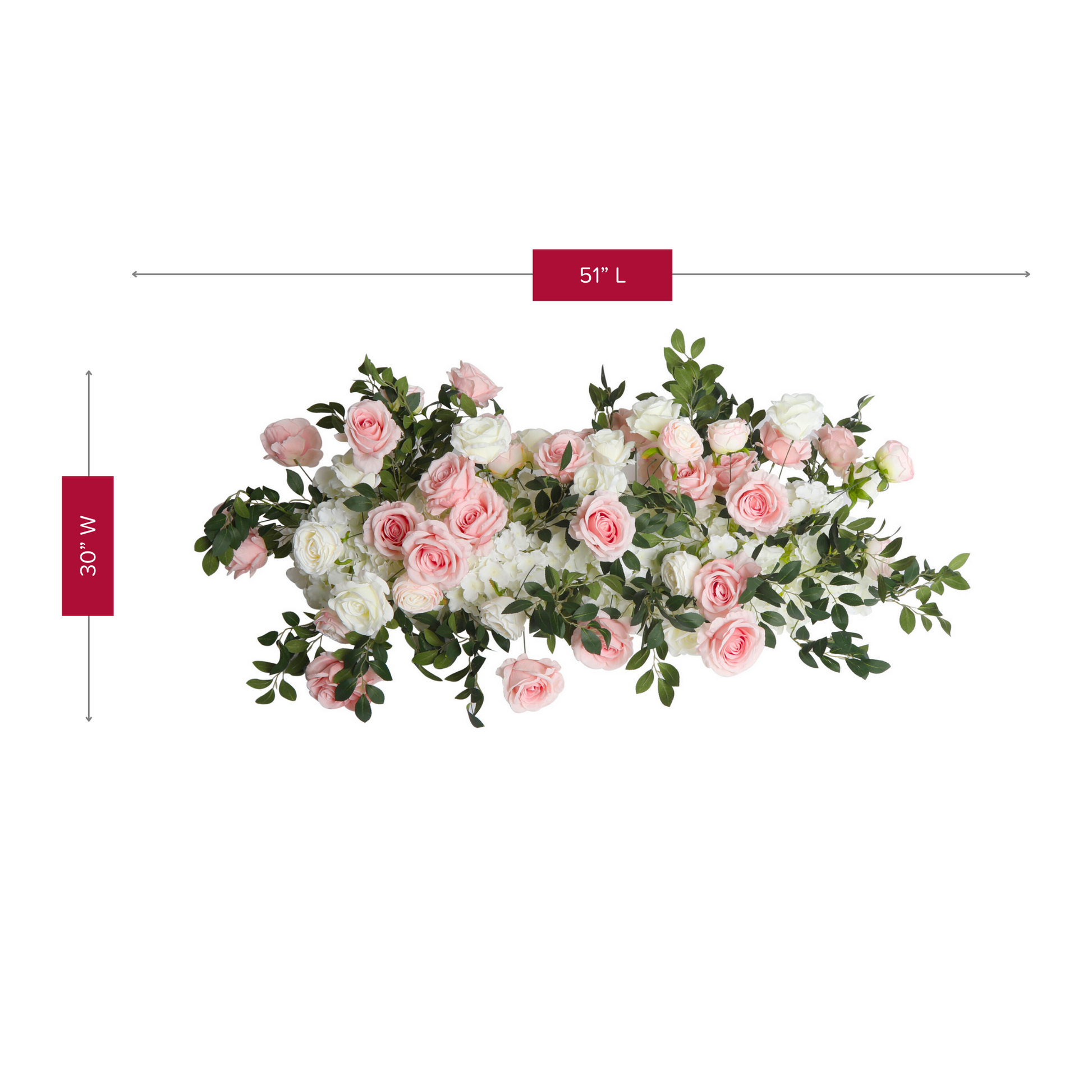 2 pcs/pk Premade Flower Backdrop Arch/Table Runner Decor - Light Pink & White