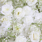 Premade Rose and Baby's Breath Flower Backdrop Arch/Table Runner Decor - White