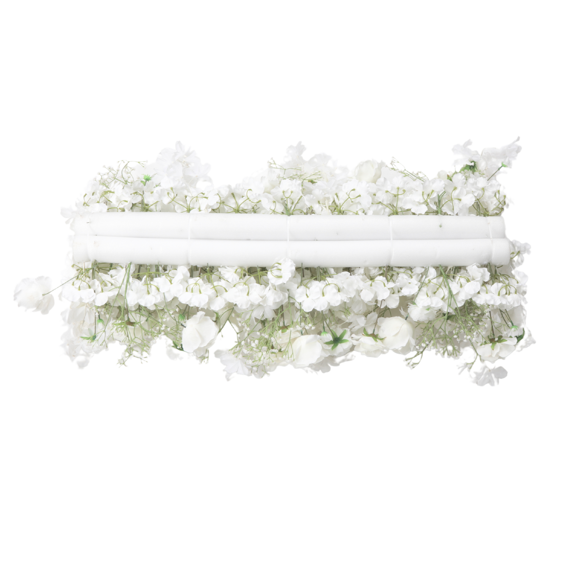 2 pcs/pk Premade Rose and Baby's Breath Flower Backdrop Arch/Table Runner Decor - White