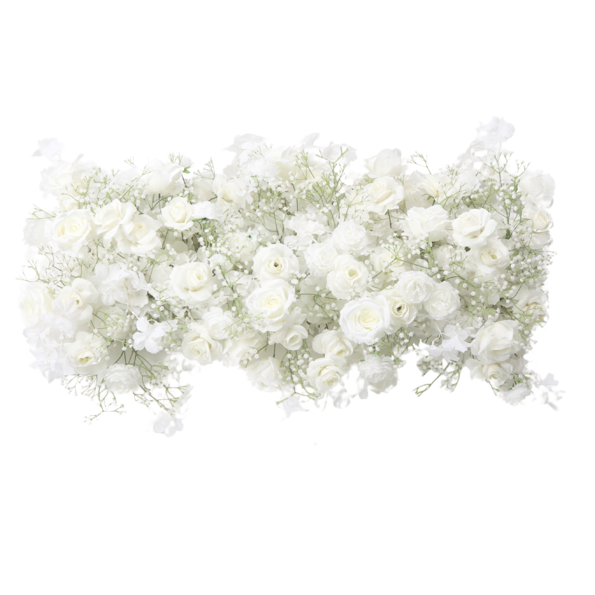 2 pcs/pk Premade Rose and Baby's Breath Flower Backdrop Arch/Table Runner Decor - White