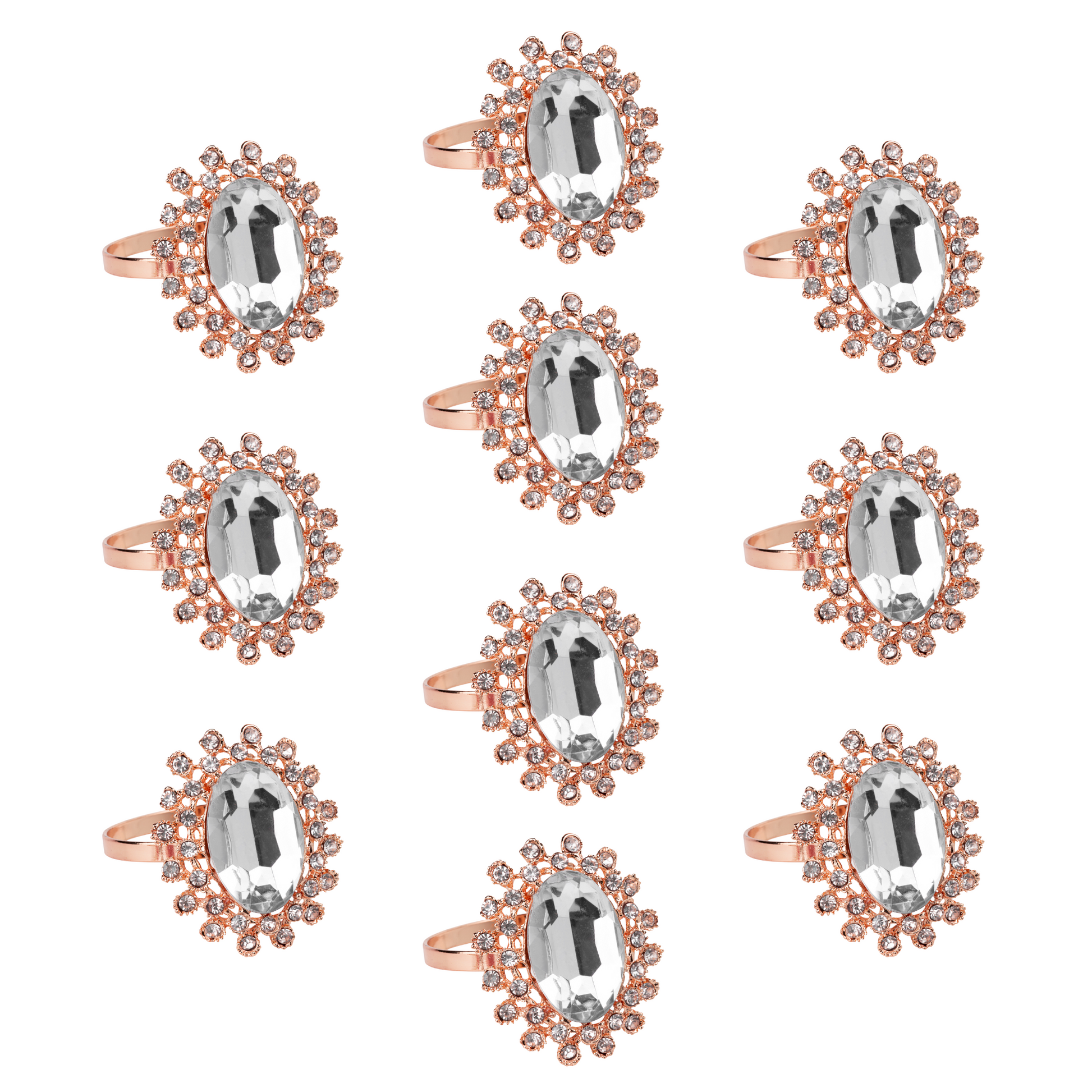 10 pc/pk Royal Diamond Napkin Ring Holder - Blush/Rose Gold