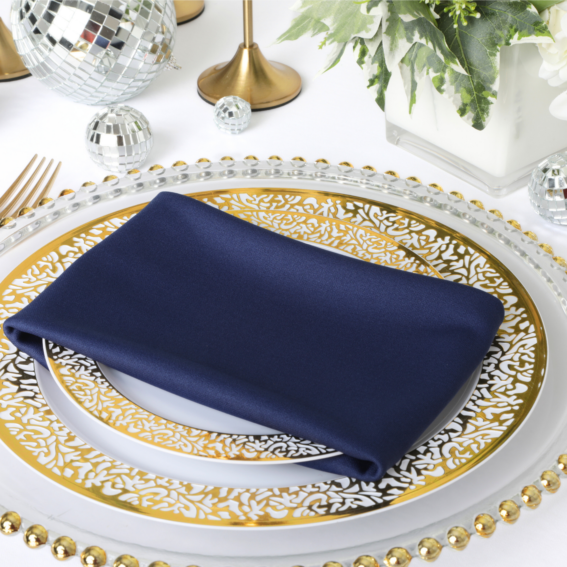 Navy Blue Polyester Napkin Size: 20 x 20 in | Wedding | Event | Wholesale by CV Linens