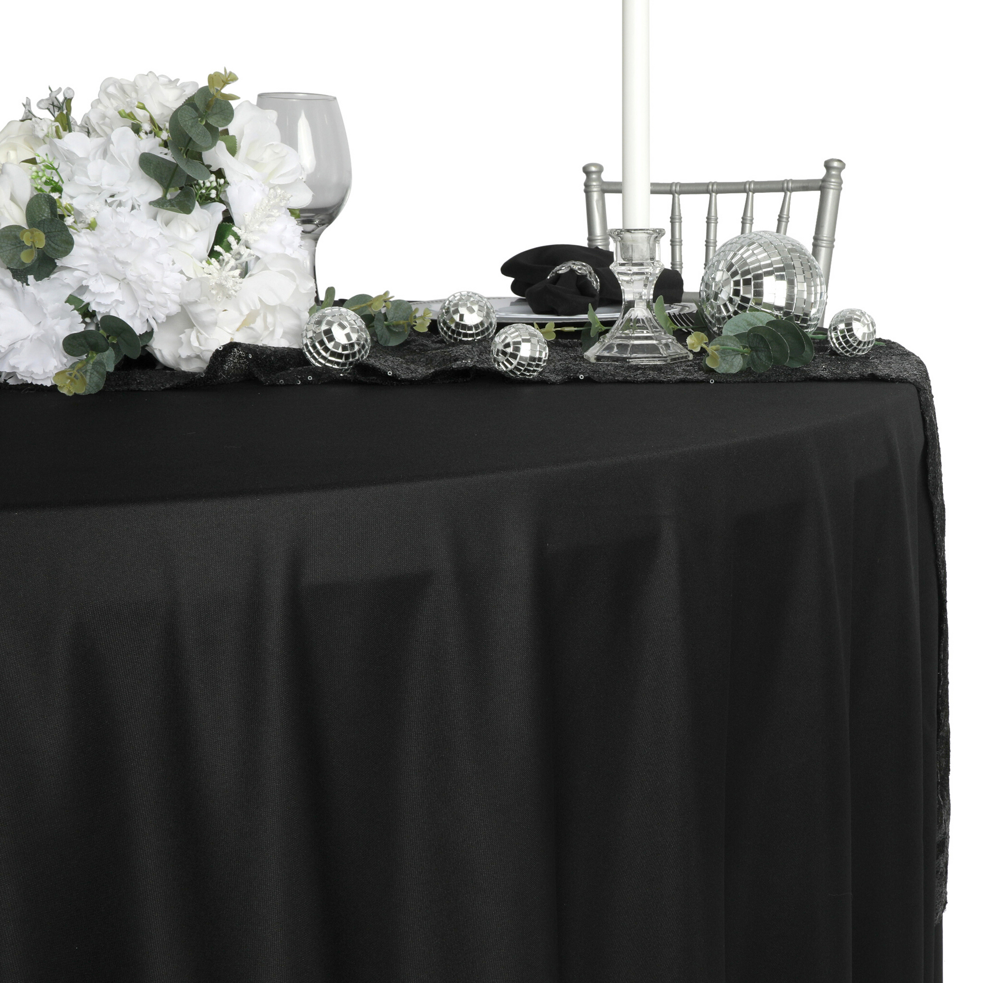 Scuba 108" Round Tablecloth - Black