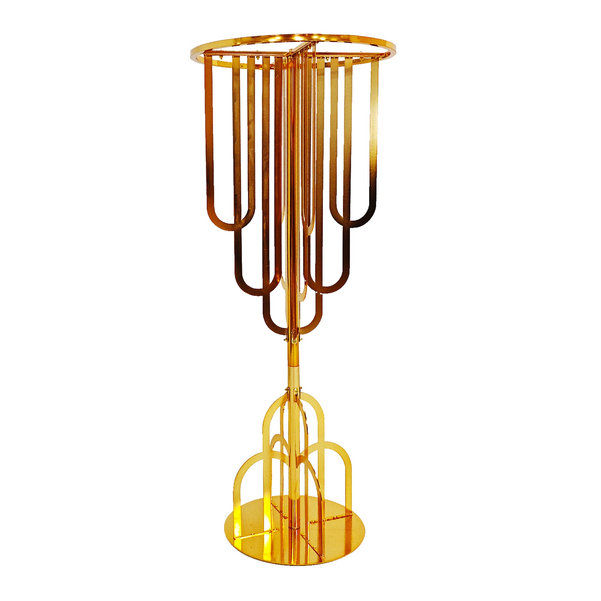 Set of 2 Modern Floral Centerpiece Riser Tabletop Stand - Gold