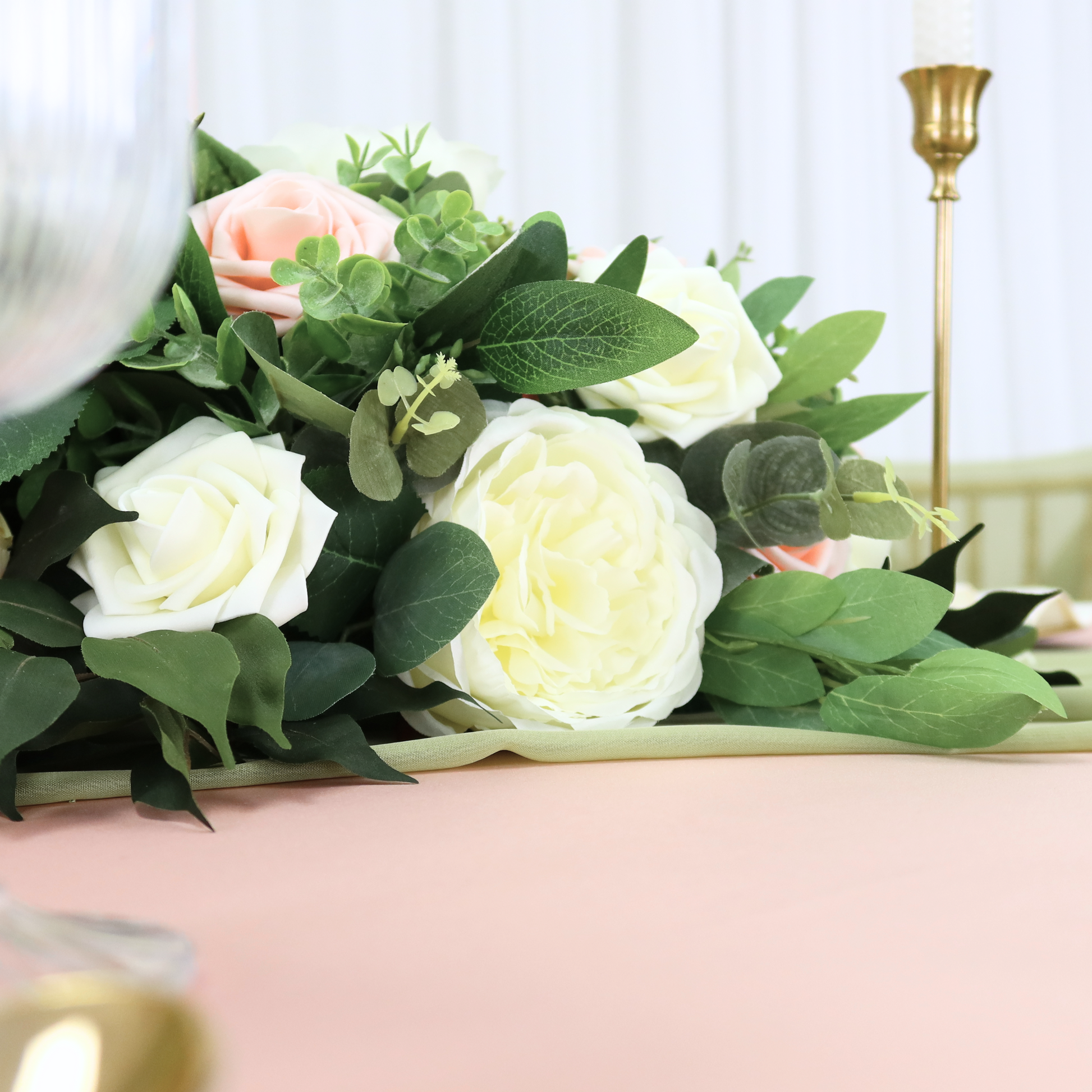 Silk Artificial Peony Flower Bush Bundle - Ivory