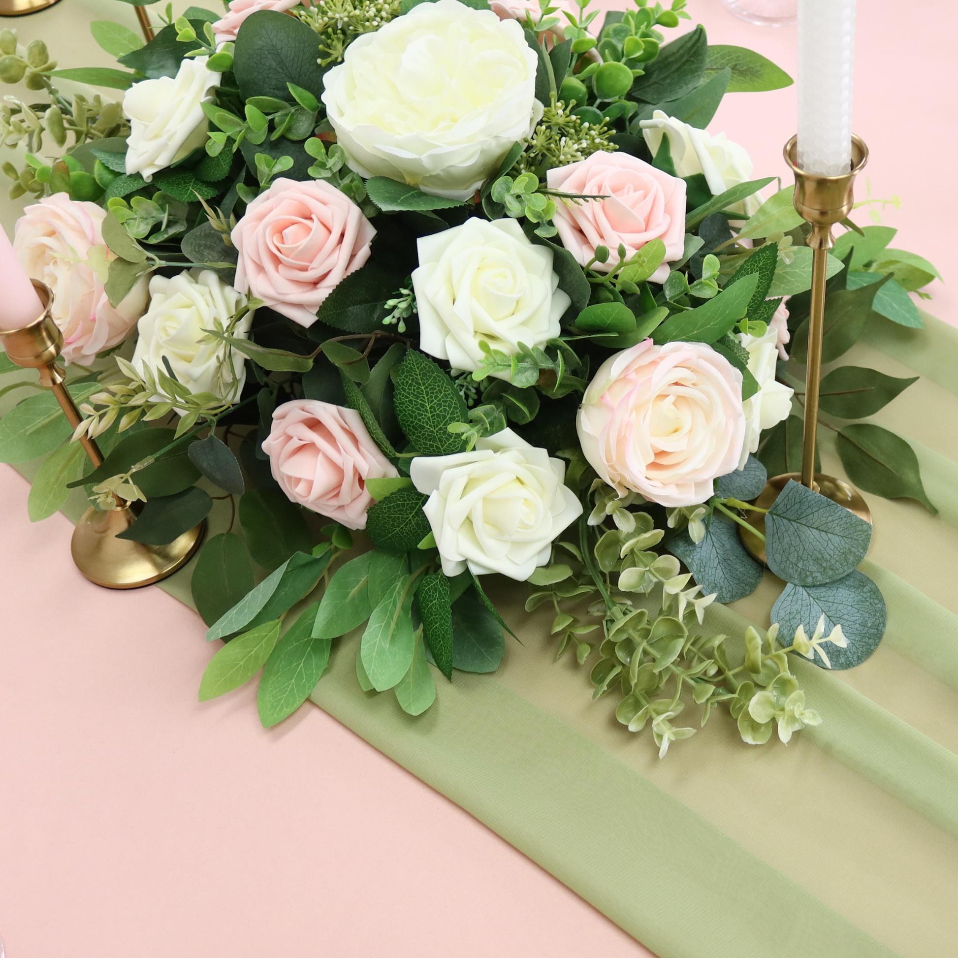 Silk Artificial Peony Flower Bush Bundle - Ivory