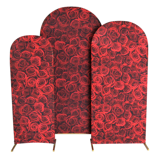 Spandex Covers for Trio Arch Frame Backdrop 3pc/set - Red Roses