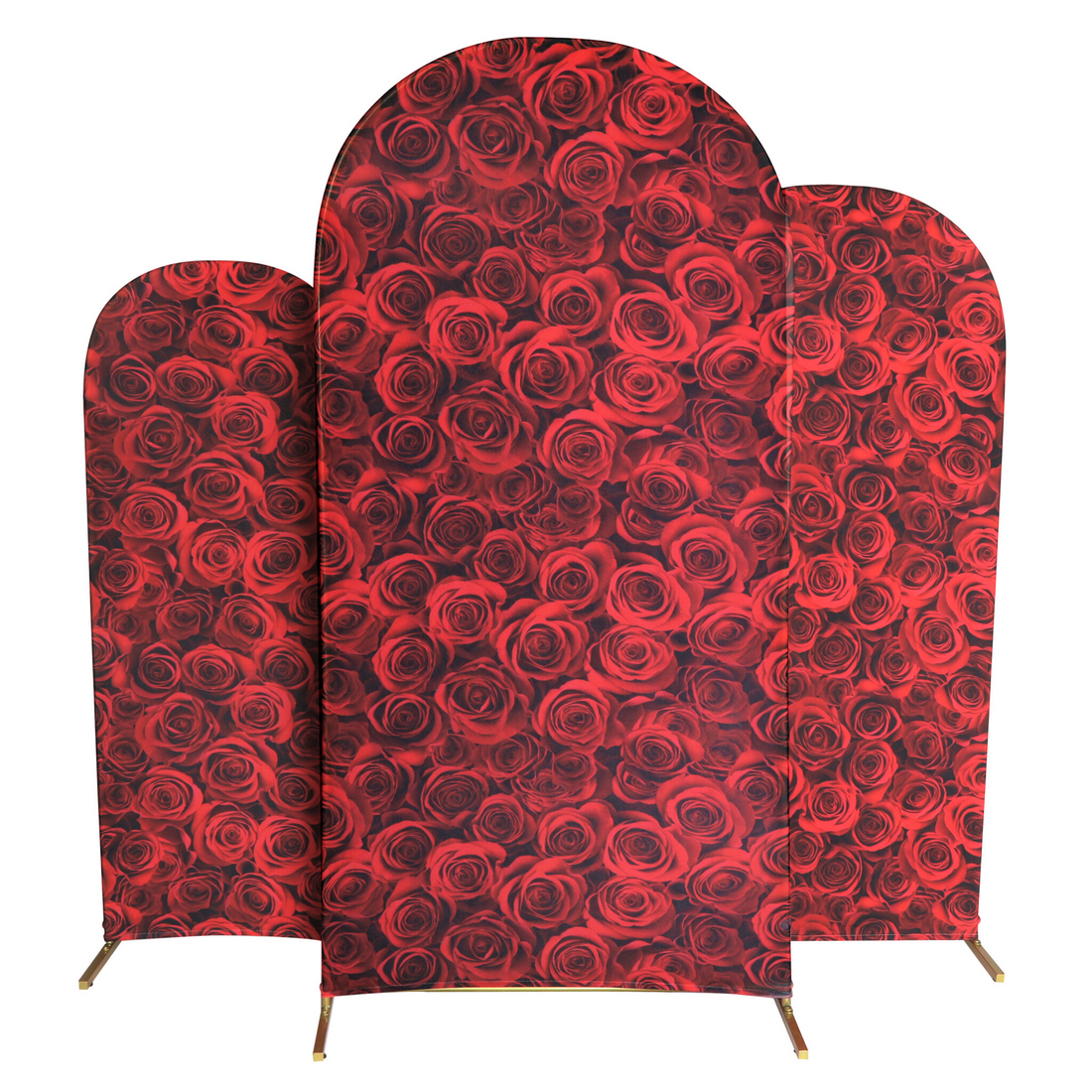 Spandex Covers For Trio Arch Frame Backdrop 3pc Set Red Roses Cv Linens