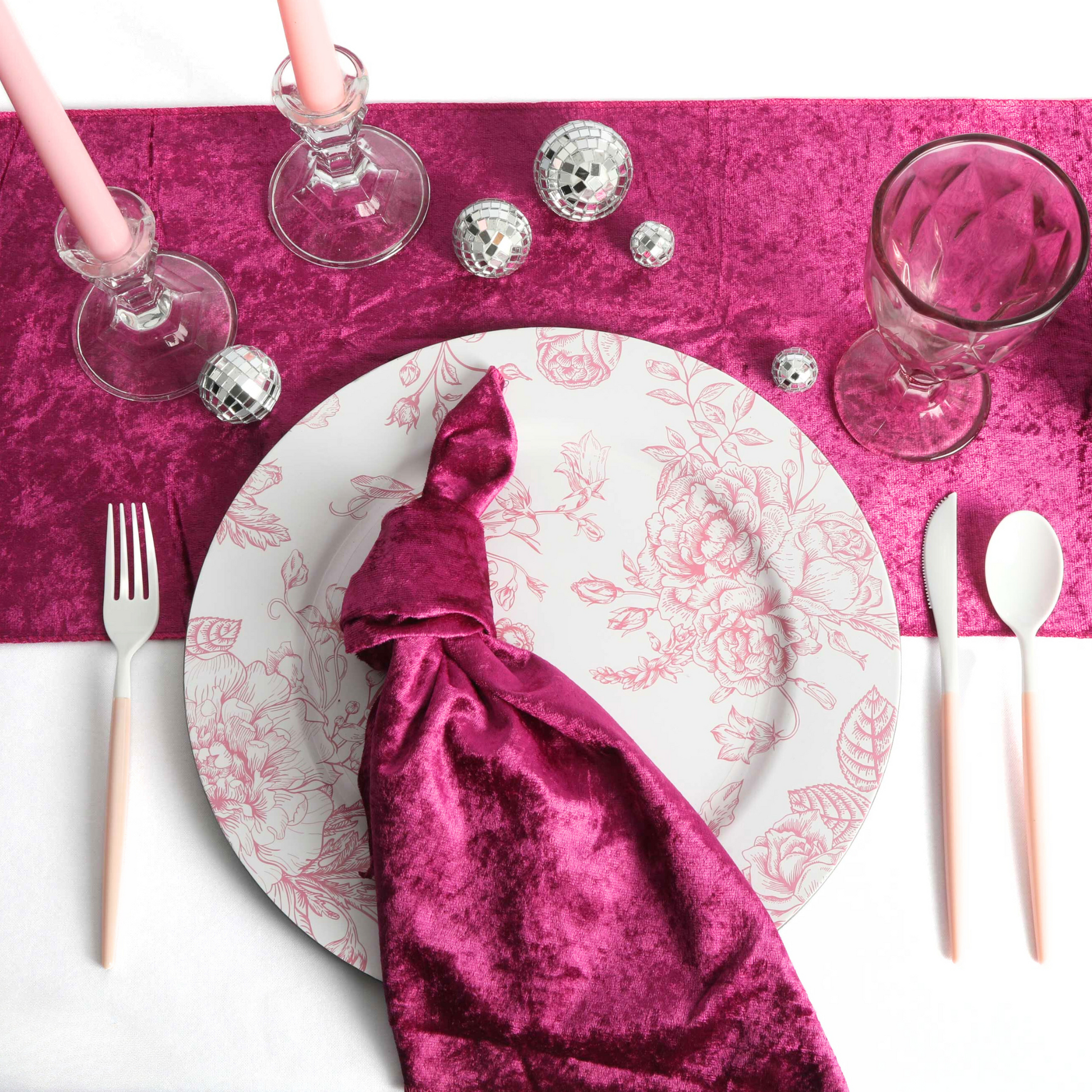 20 inch Crushed Velvet Napkin Dusty Rose, Size: 20 x 20, Pink