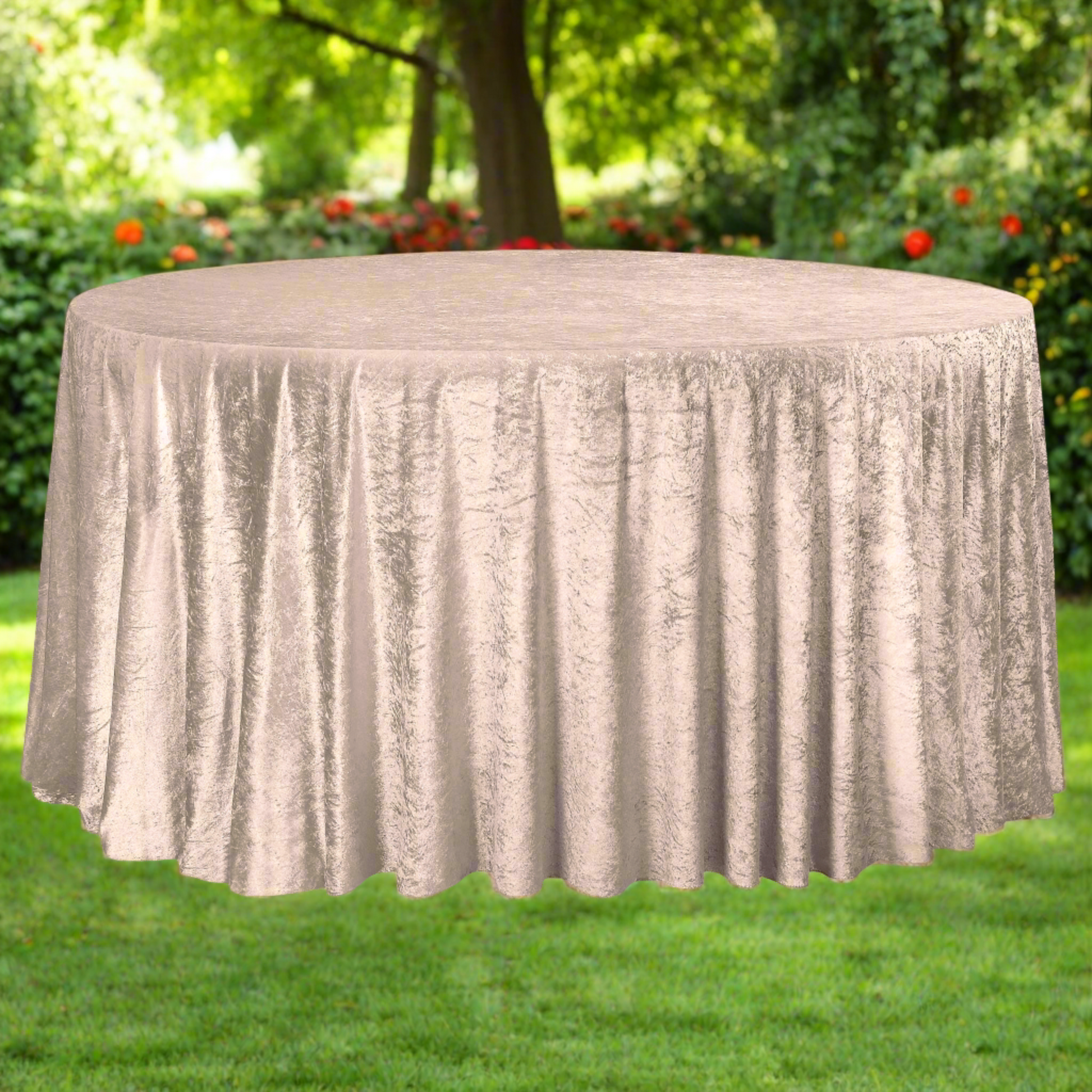 Velvet 120" Round Tablecloth - Beige