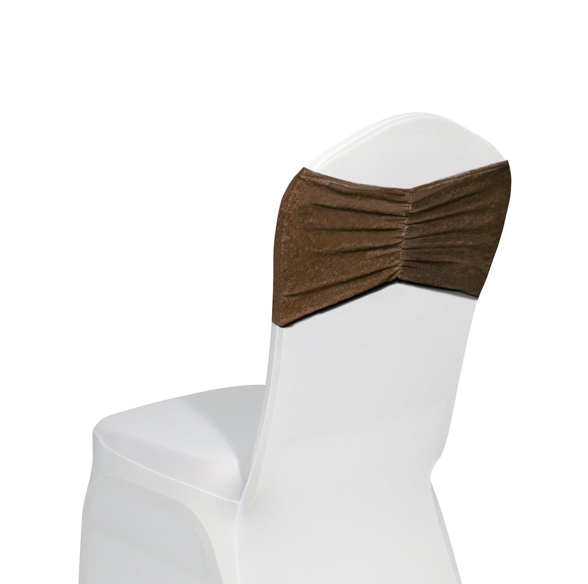 Velvet Ruffle Stretch Chair Band - Chocolate