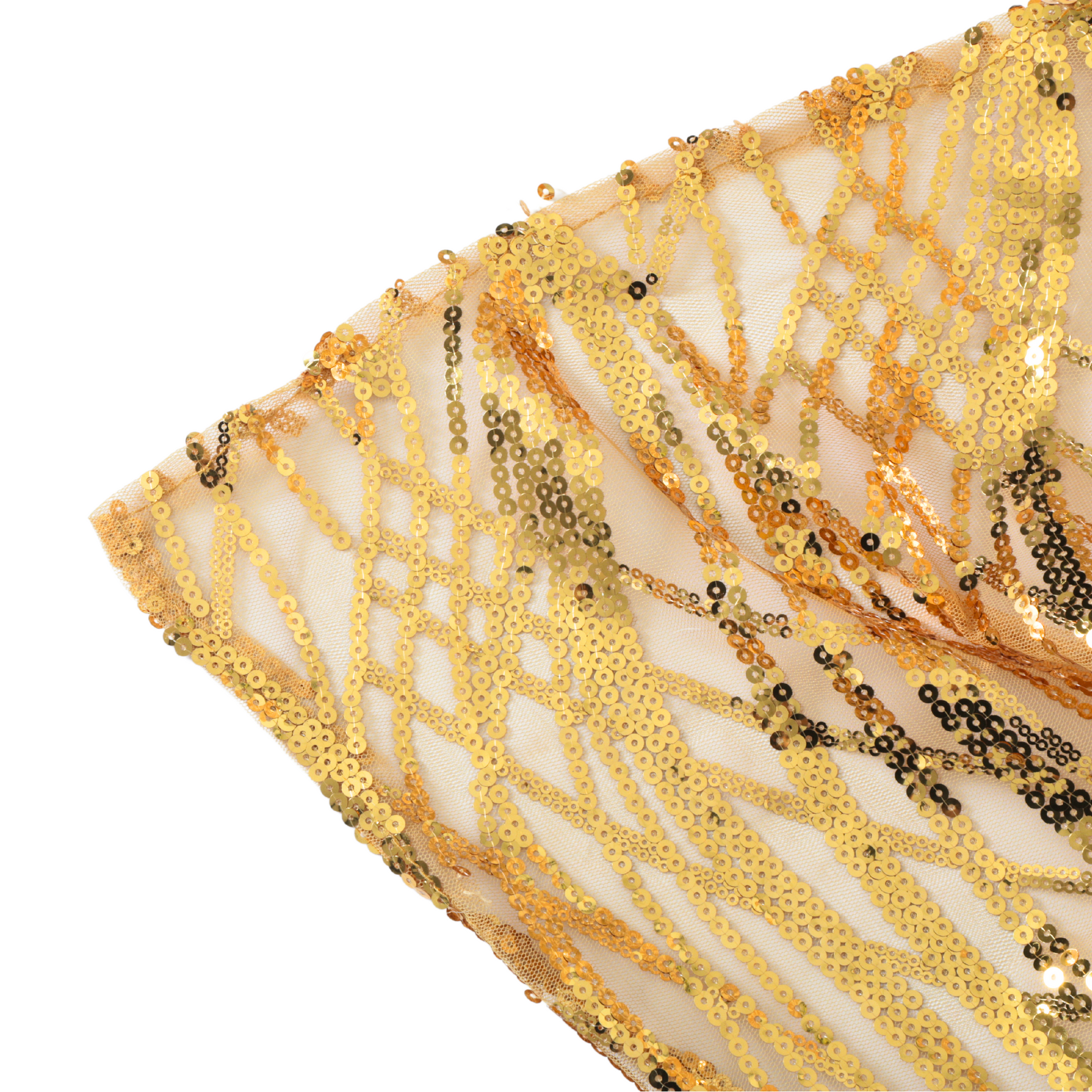 Wave Sequin Mesh Tablecloth 90"x132" Rectangular - Gold