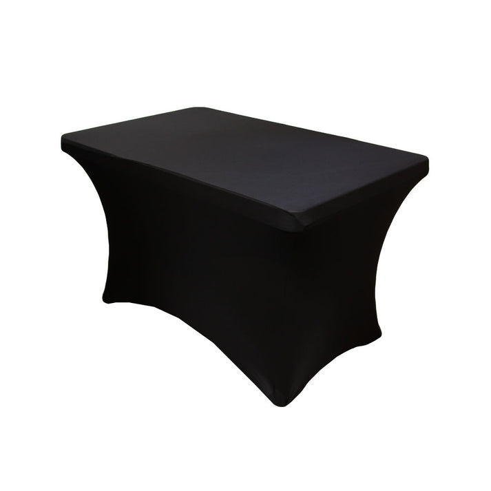 Rectangular 4 foot Spandex Table Cover Black at CV Linens