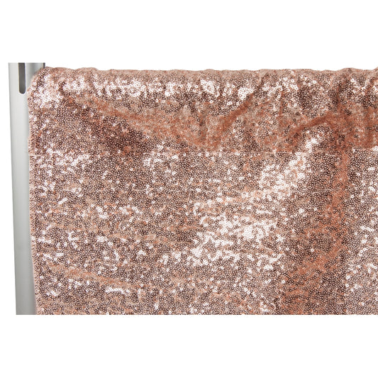 Glitz Sequin 10ft H x 112" W Drape/Backdrop panel - Blush/Rose Gold - CV Linens