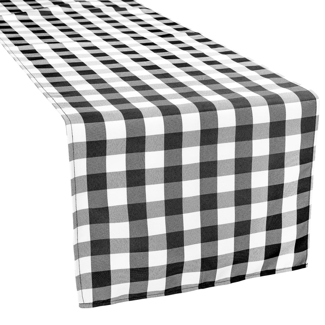 Gingham Checkered Polyester Table Runner - Black & White– CV Linens