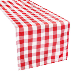 Gingham Checkered Polyester Table Runner - Red & White– CV Linens