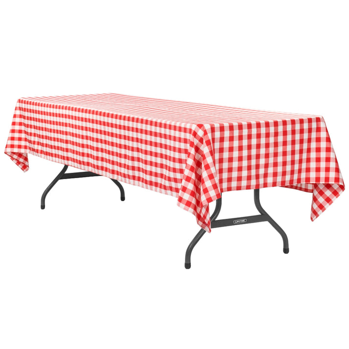 60 X 120 Inch Rectangular Polyester Tablecloth Gingham Checker Red 