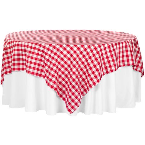 Round Red Gingham Table Cover