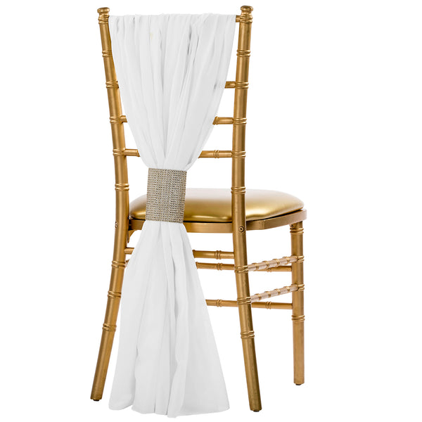 SALE 50 Chair Sashes, White Chiffon Chiavari Chair Cover Sash With