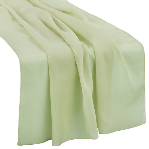 CV Linens Chiffon Wedding Table Runner 10ft x 27 - Sage Green