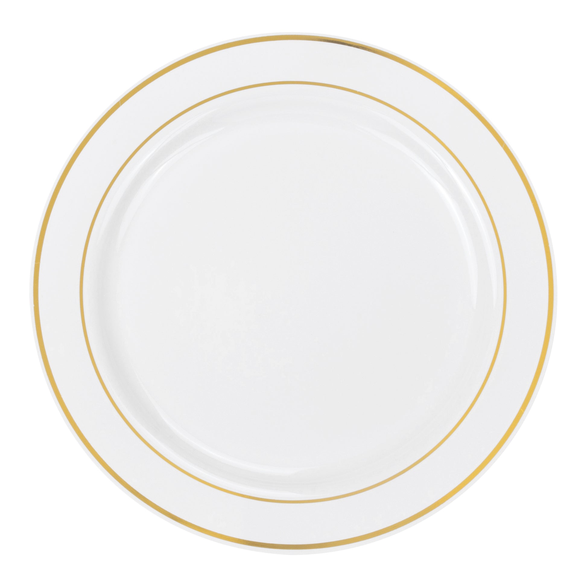 White Silver-Trimmed Scallop Disposable Plastic Plates 40 Pcs Combo Pack Size: 10 in | Wedding | Event | Wholesale by CV Linens