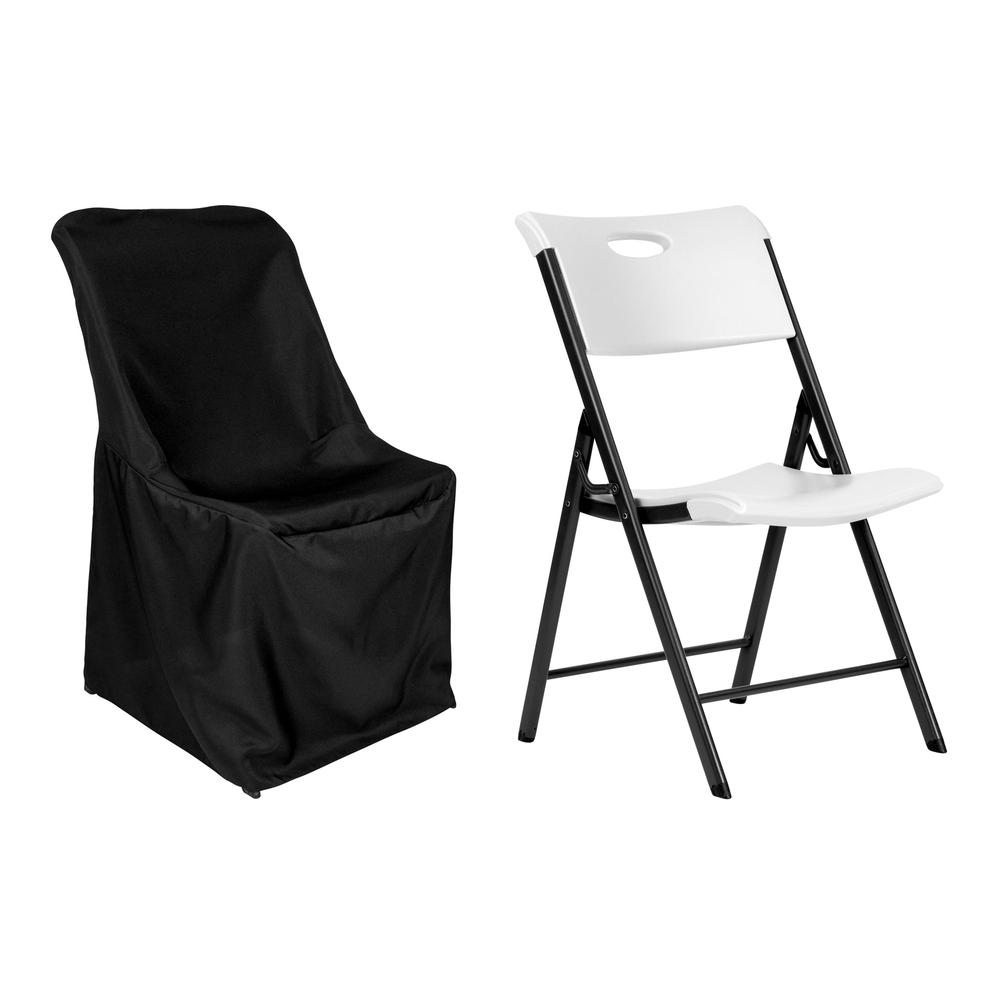 Contemporary LIFETIME folding chair Cover - Black at CV Linens