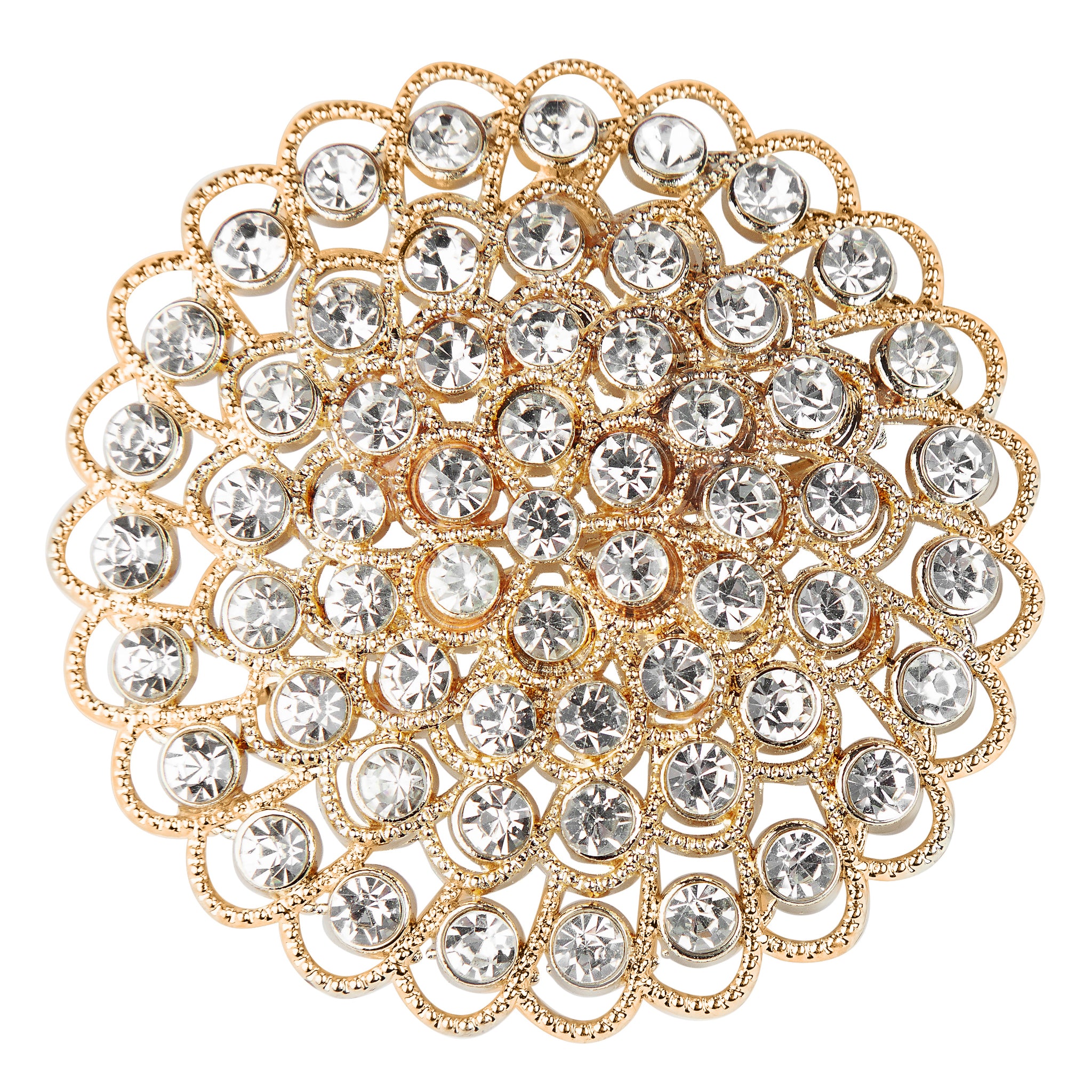 Round Rhinestone Metal Pin Sash Buckle - Gold– CV Linens