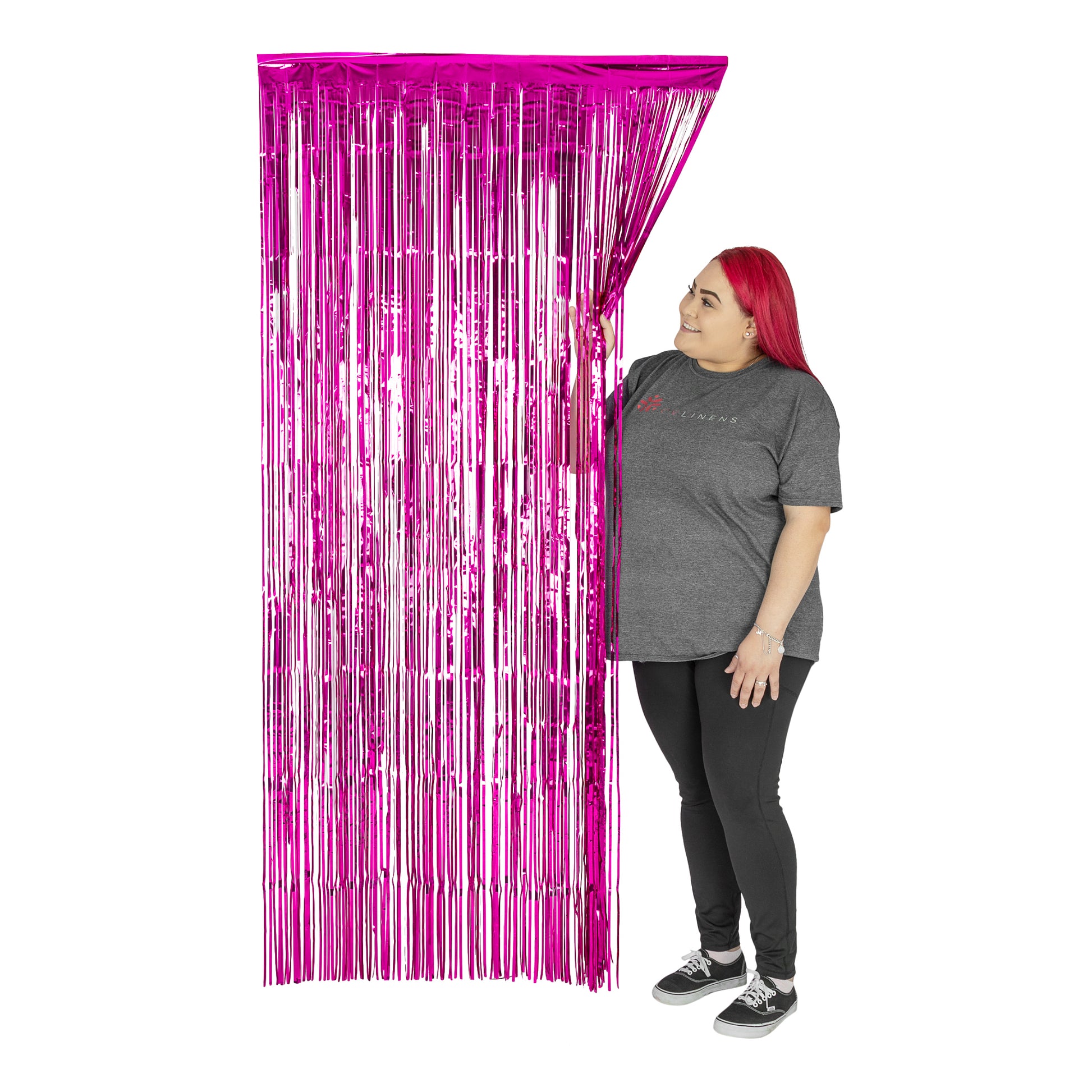 Large 12-ft Foil Fringe Wall Backdrop Red Streamers Holiday Event