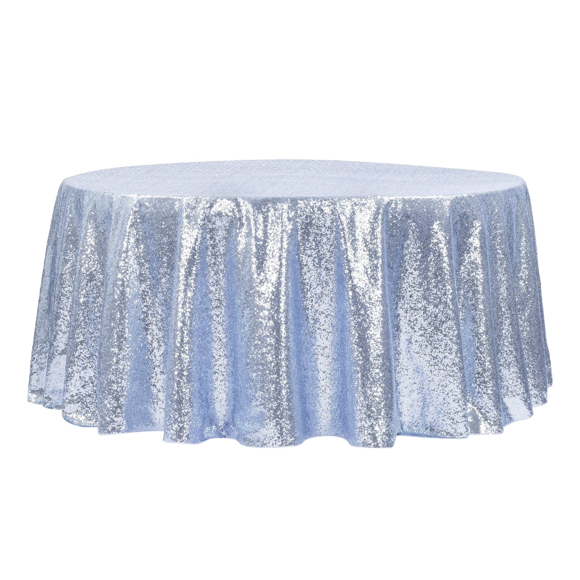 Glitz Sequins 132 Round Tablecloth - Silver– CV Linens