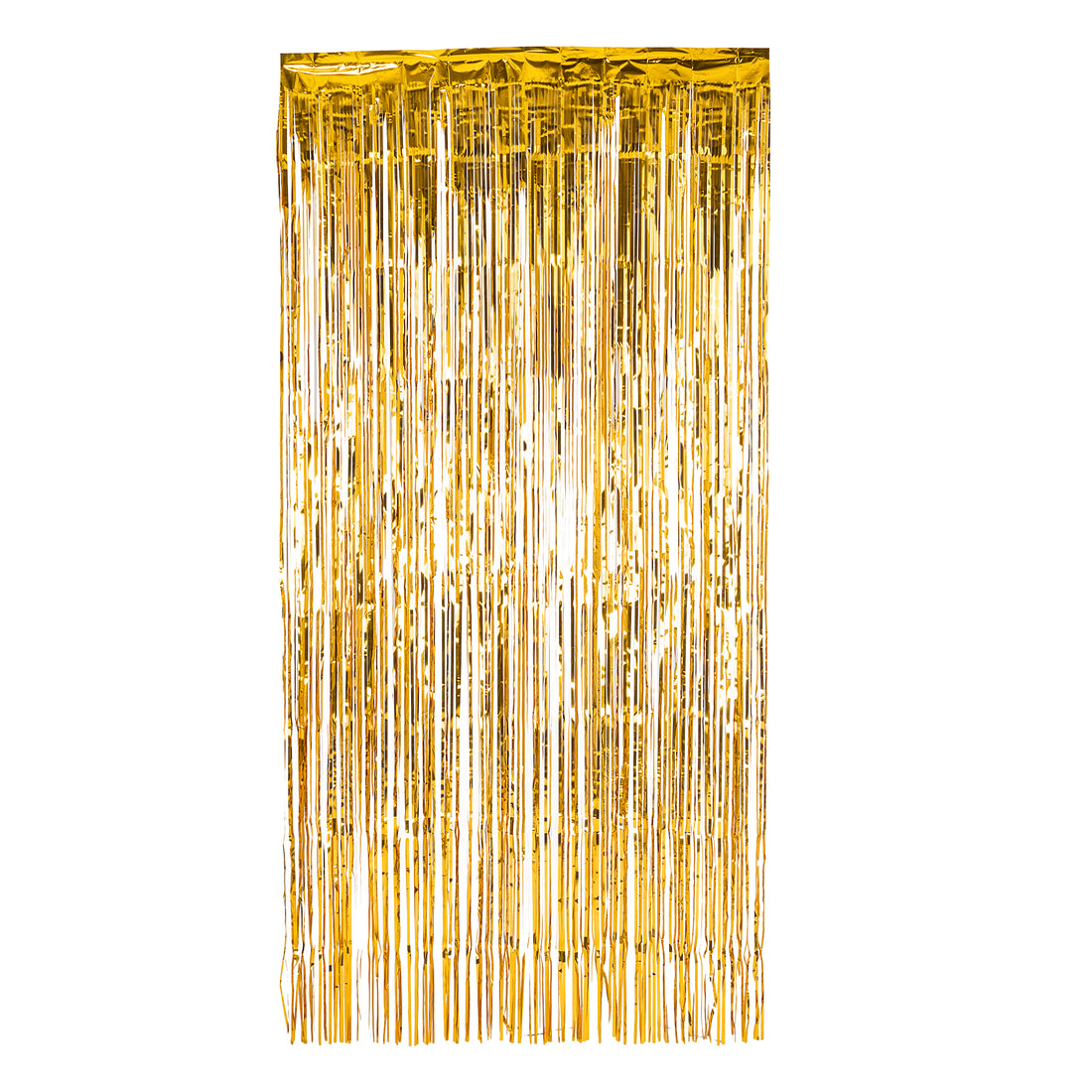 Gold Metallic Tinsel Foil Fringe Backdrop Curtain 6.5 ft– CV Linens