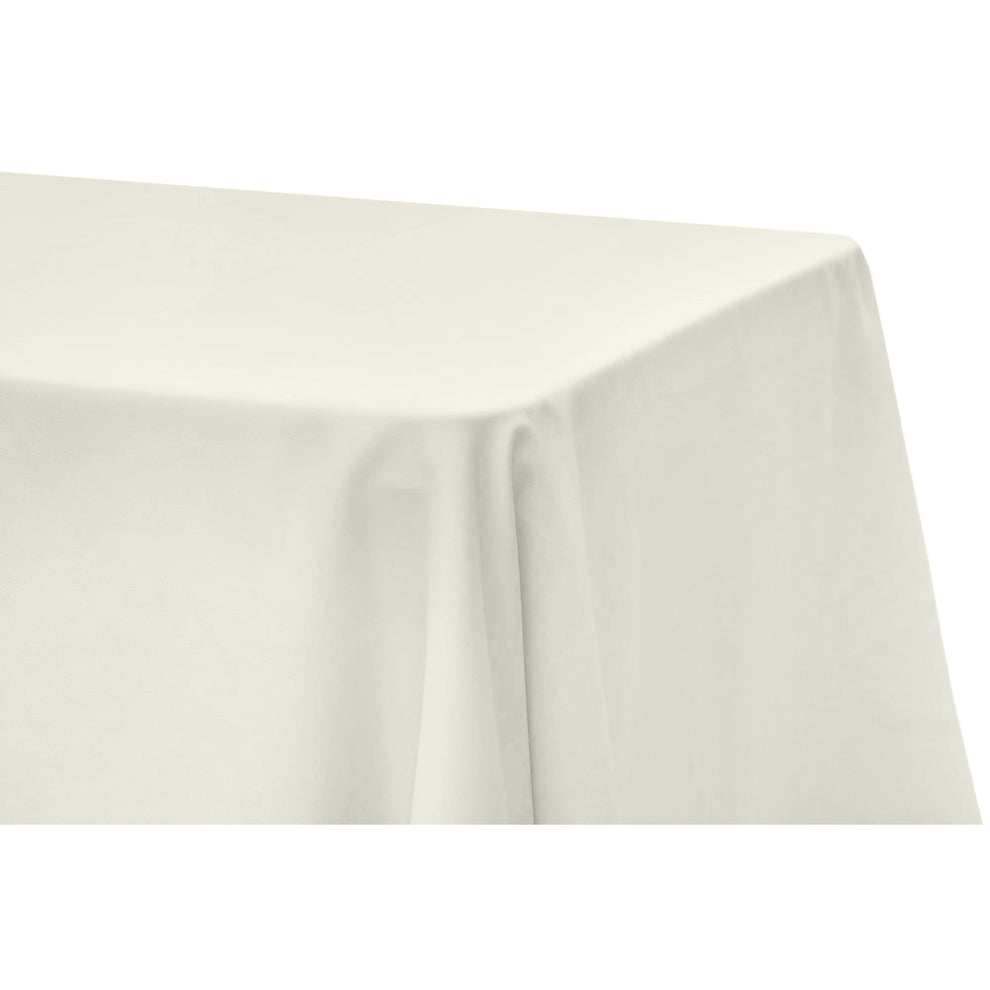 Lamour Satin 90 x 132 inch Rectangular Tablecloth Ivory at CV Linens