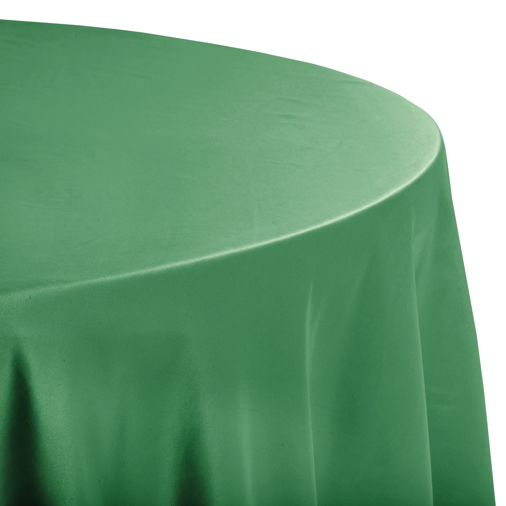 Lamour Satin 132" Round Tablecloth - Emerald Green - CV Linens