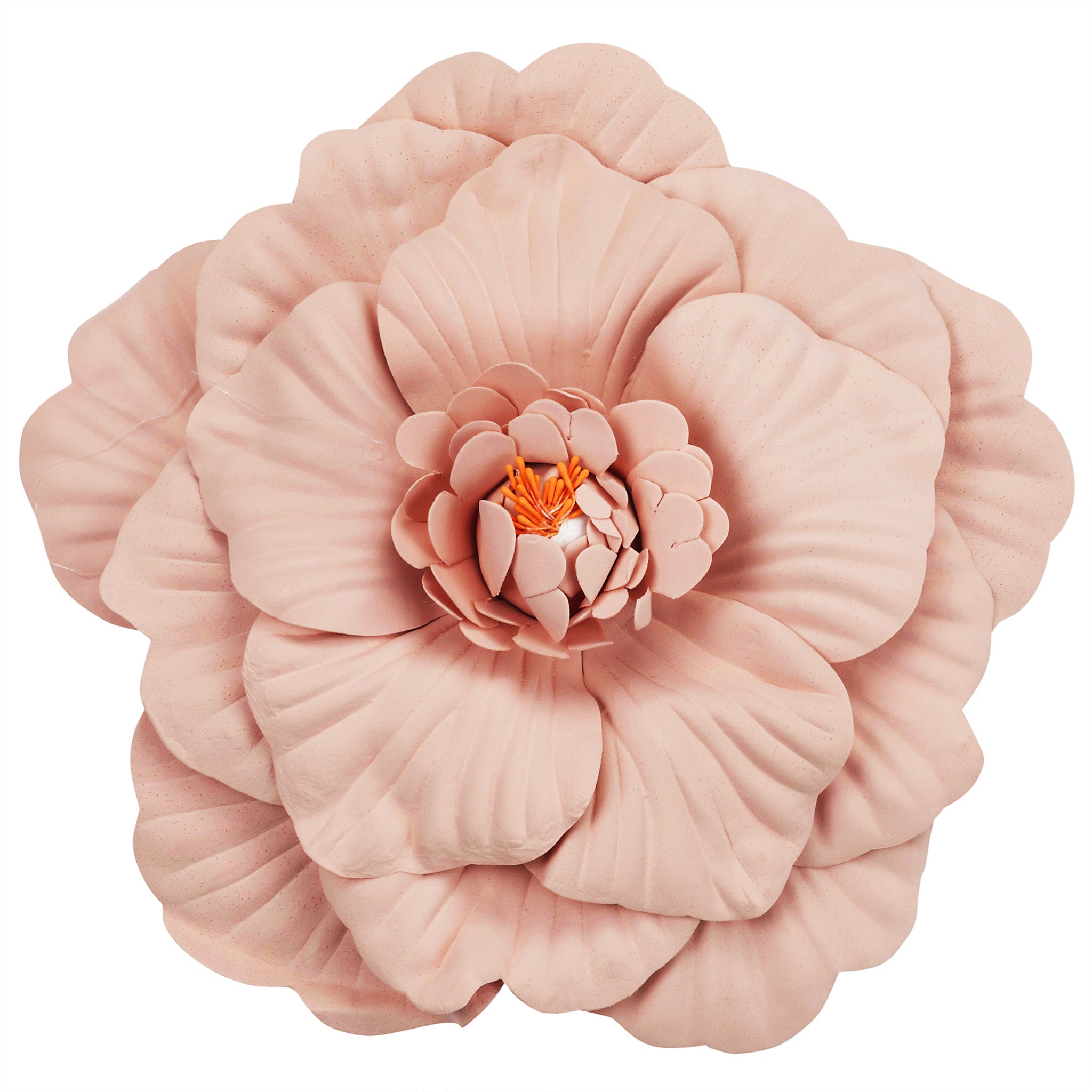 Large Paper Flower Set Floral Nursery Backdrop Decoration in Peach Coral  White Pink Blush With Green Leaves 