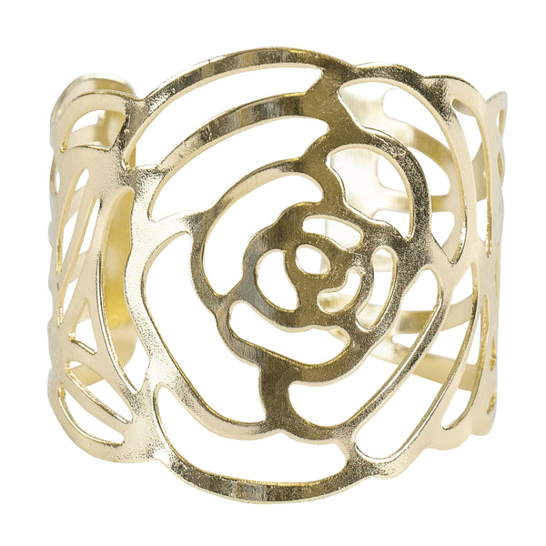 Laser Cut Rose Metal Napkin Ring - Gold– CV Linens