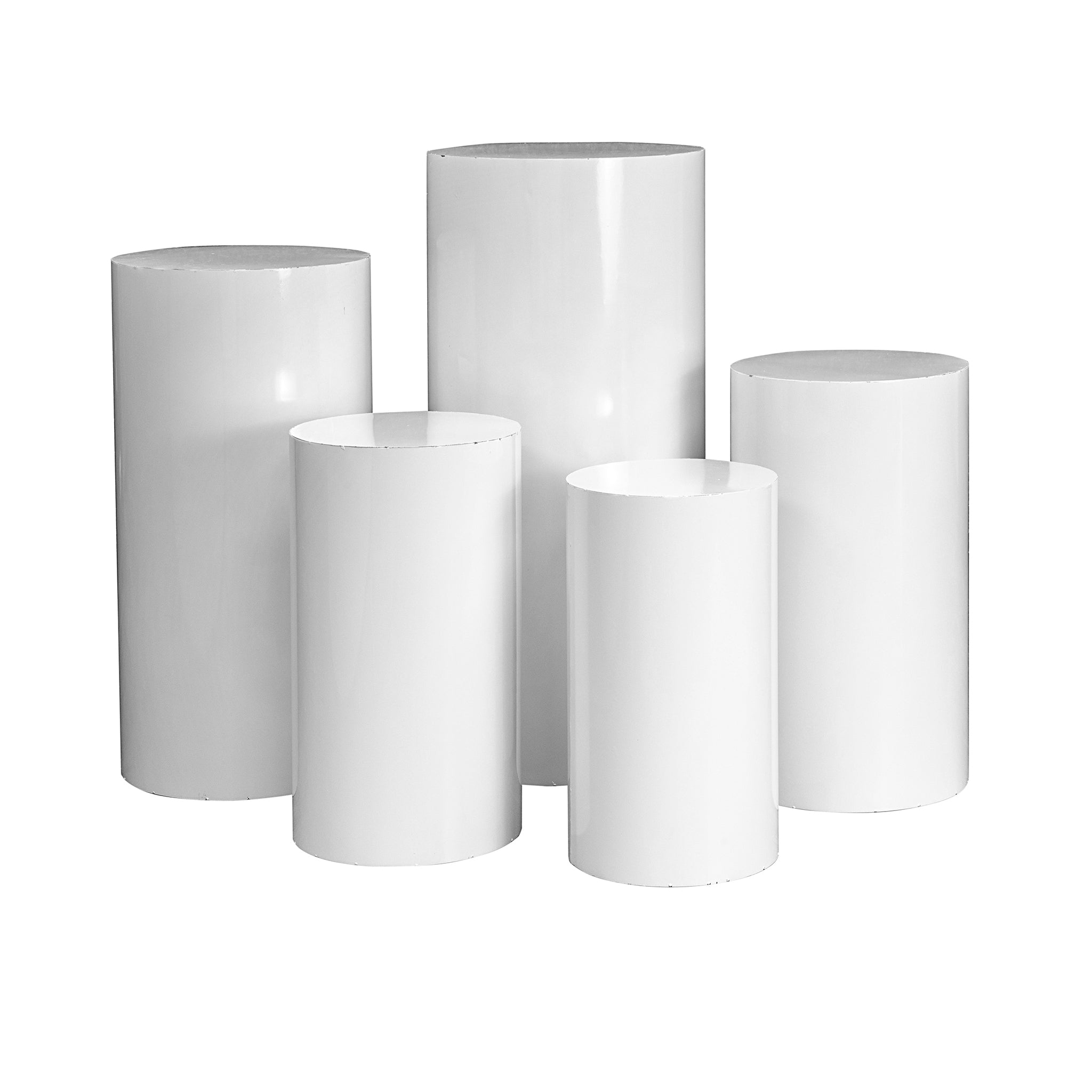 Square Metal Pillar Pedestal Display Stands 5 pcs/set - White– CV