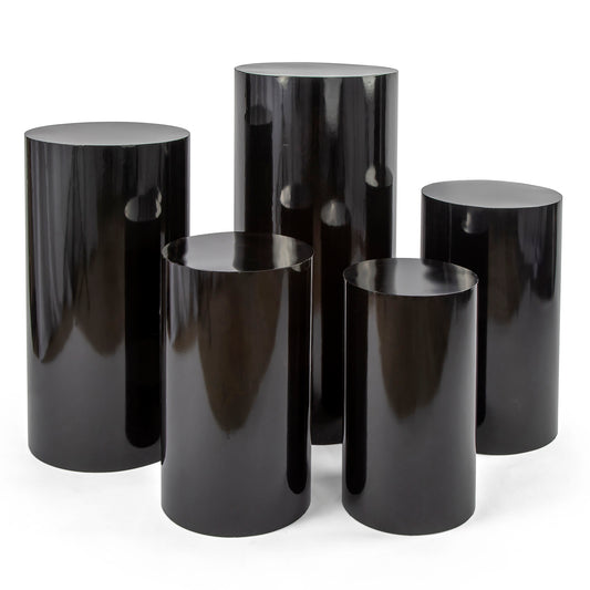 Metal Cylinder Pedestal Display Stands 5 pcs/set - Black