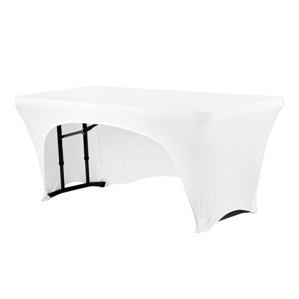 Open Back Stretch Spandex Table Cover 6 FT Rectangular - White– CV
