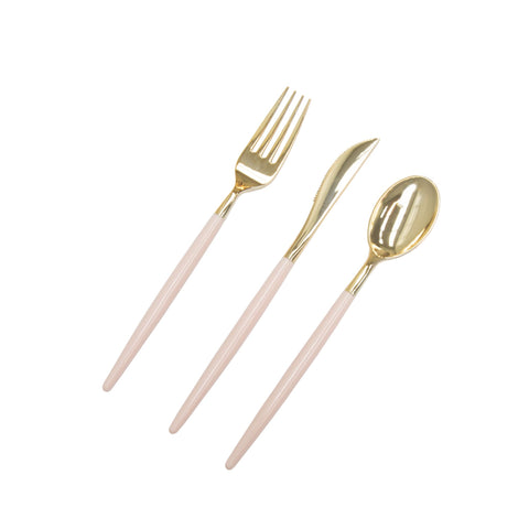 Pink Plastic Cutlery Set 60pcs/pk - Gold Mod Collection– CV Linens